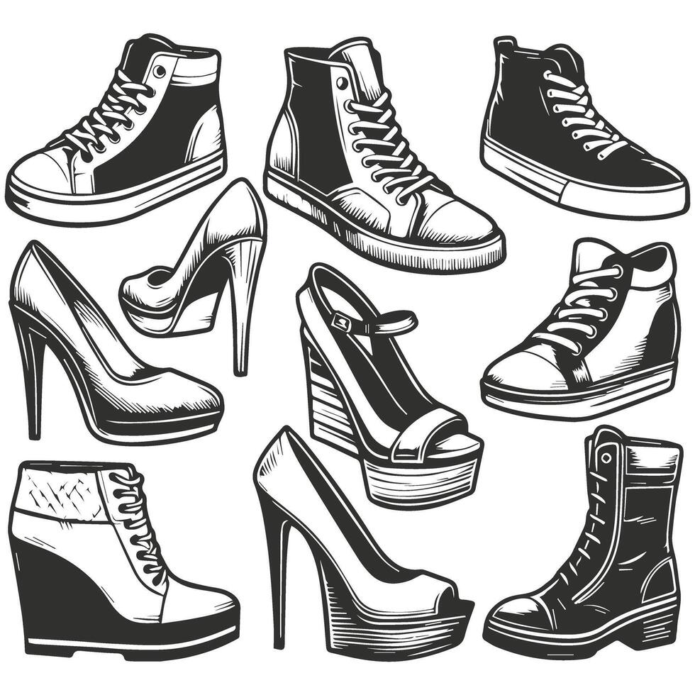 Retro Shoe Illustration Sketch vector