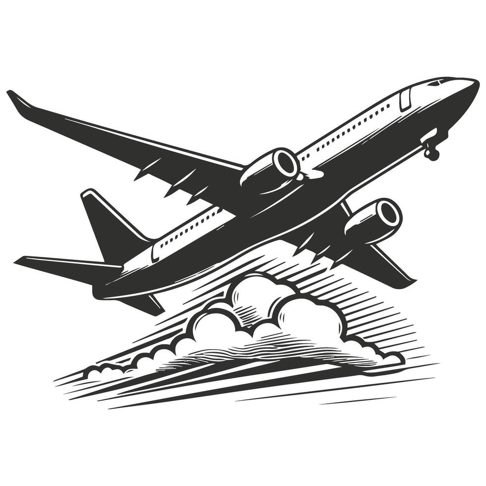Sketch Style Airplane Outline vector