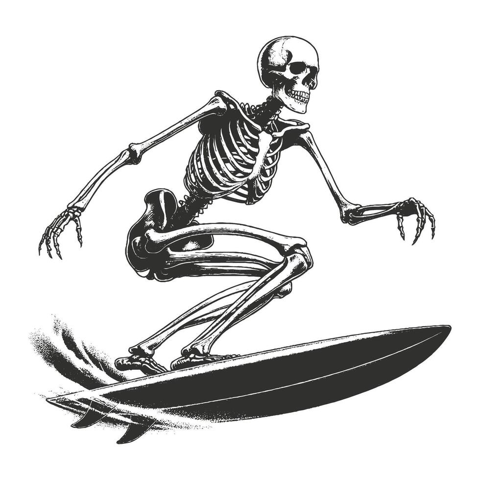Skeleton Surfing the Waves vector