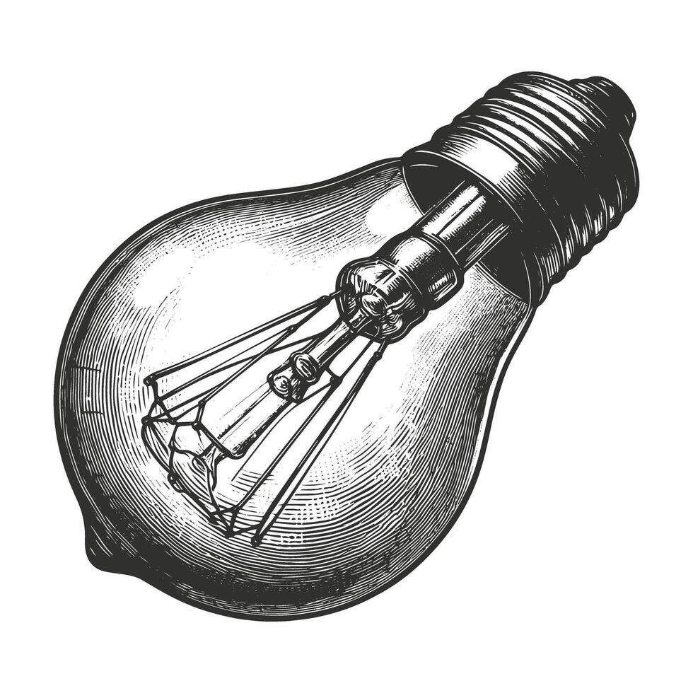 Vintage Light Bulb Sketch Art vector