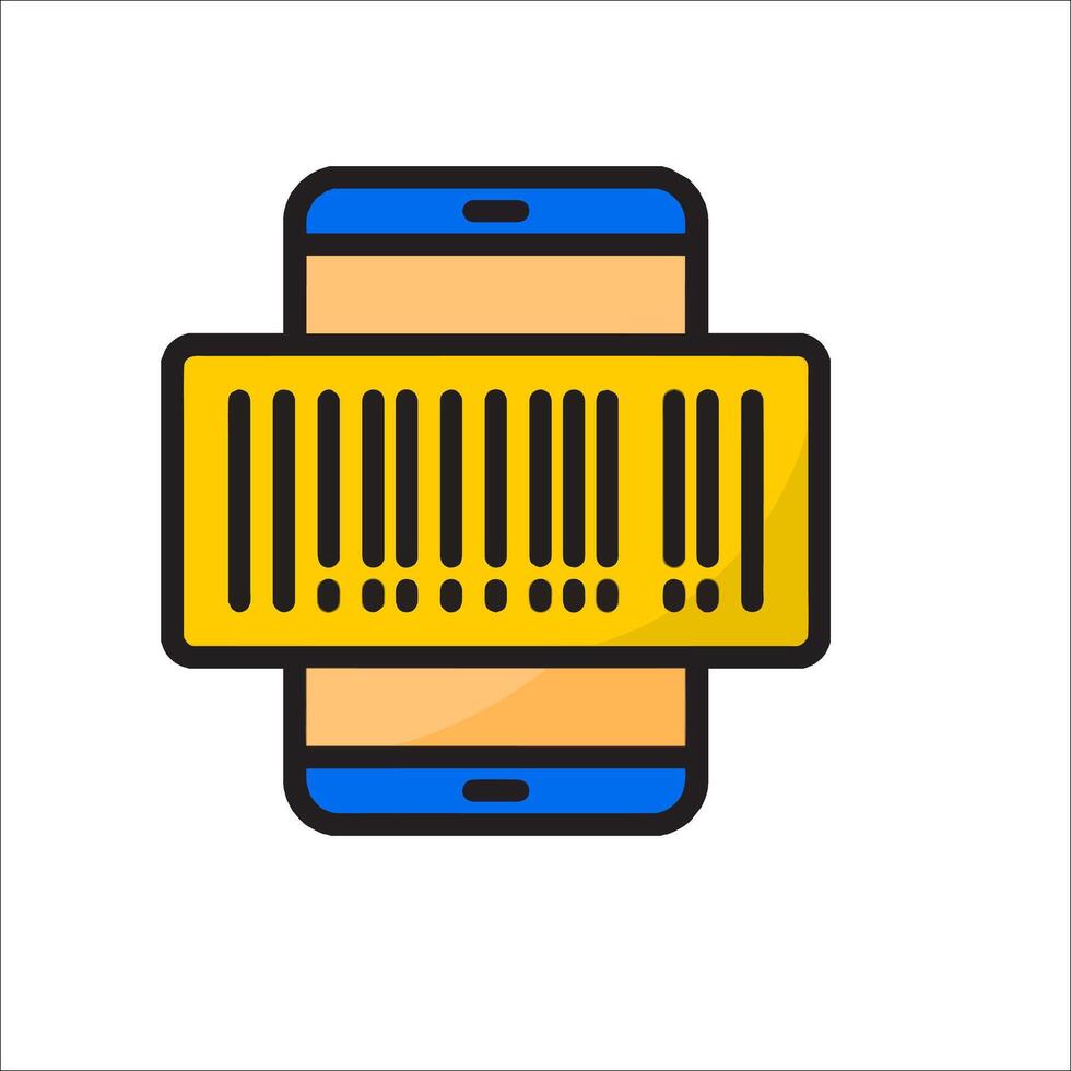 A smartphone with a barcode on it vector