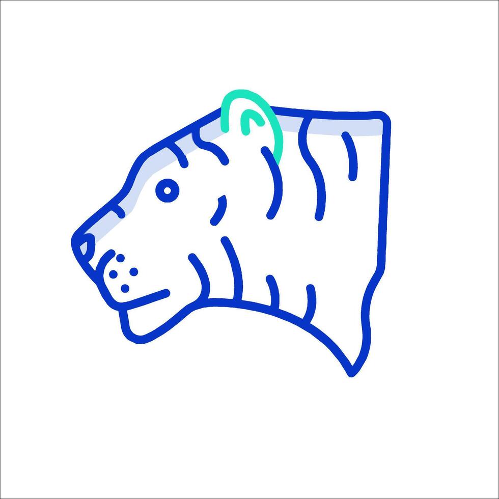 A tiger head with a green line on it vector