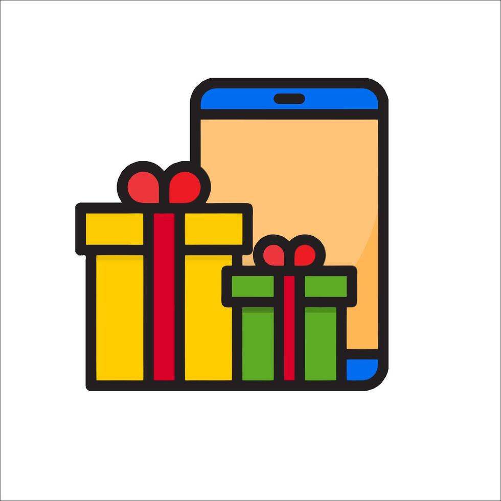Gift box icon with smartphone and presents vector