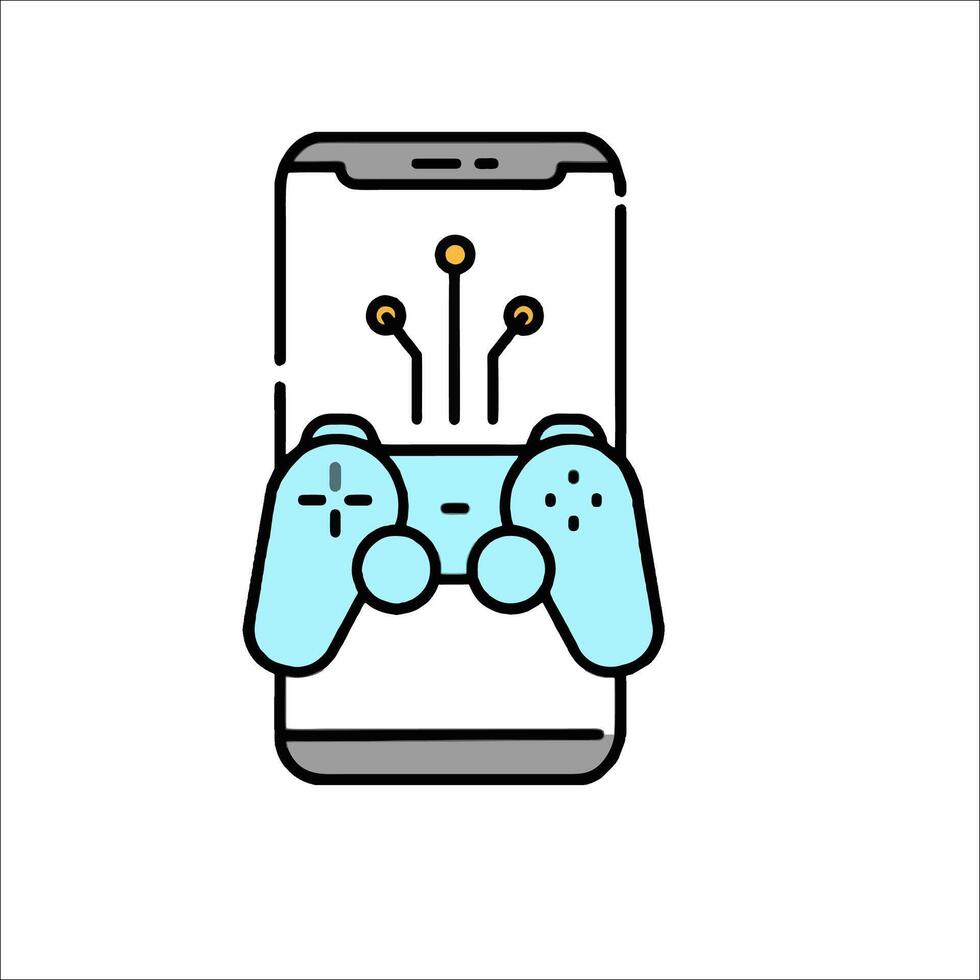 A smartphone with a game controller on it vector
