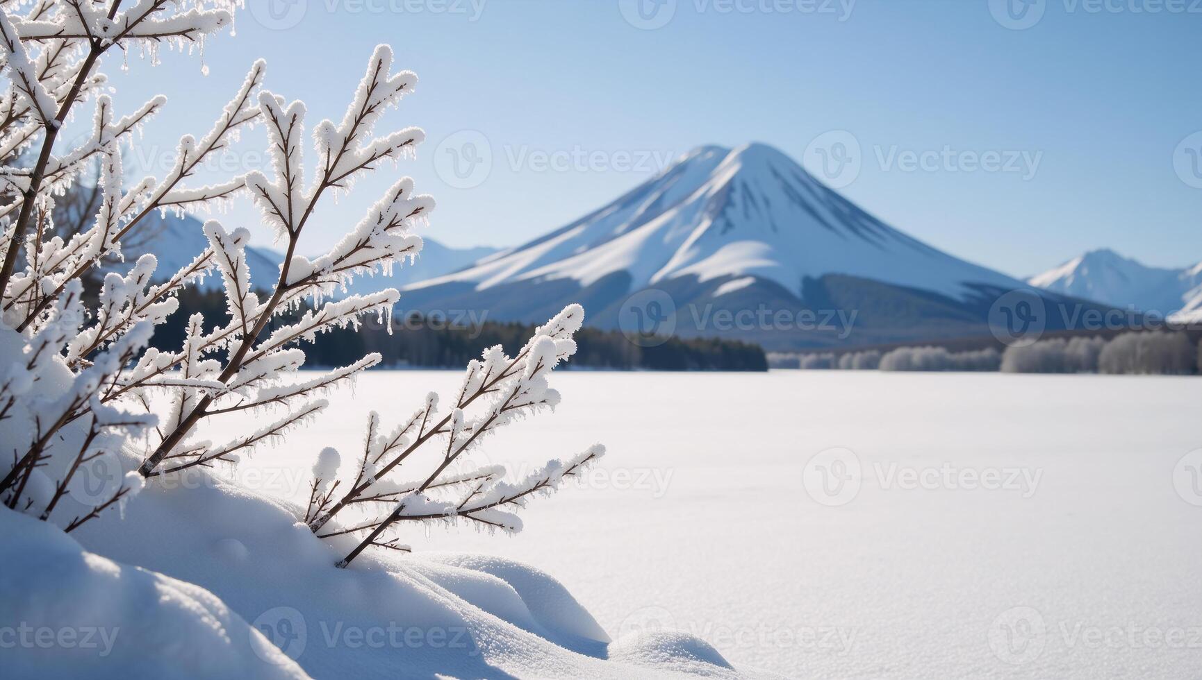 A winterthemed space landscape with snowy terrain photo