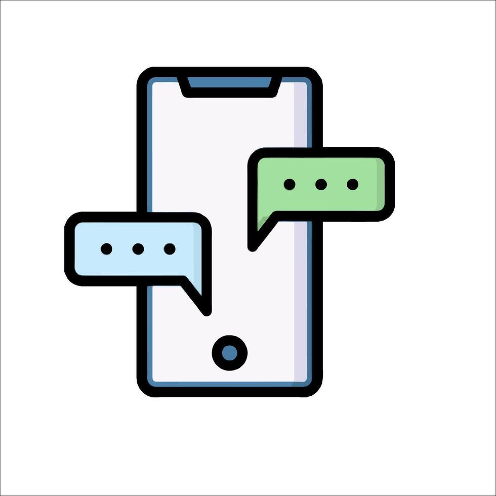 A phone with two speech bubbles on it vector