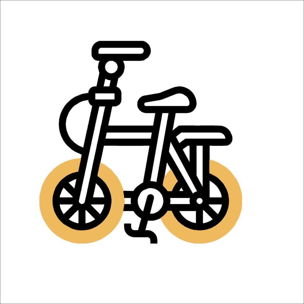 A bicycle icon with a yellow wheel vector