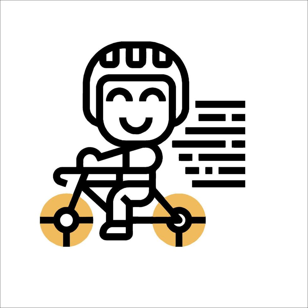 A cartoon character riding a bike with a helmet vector