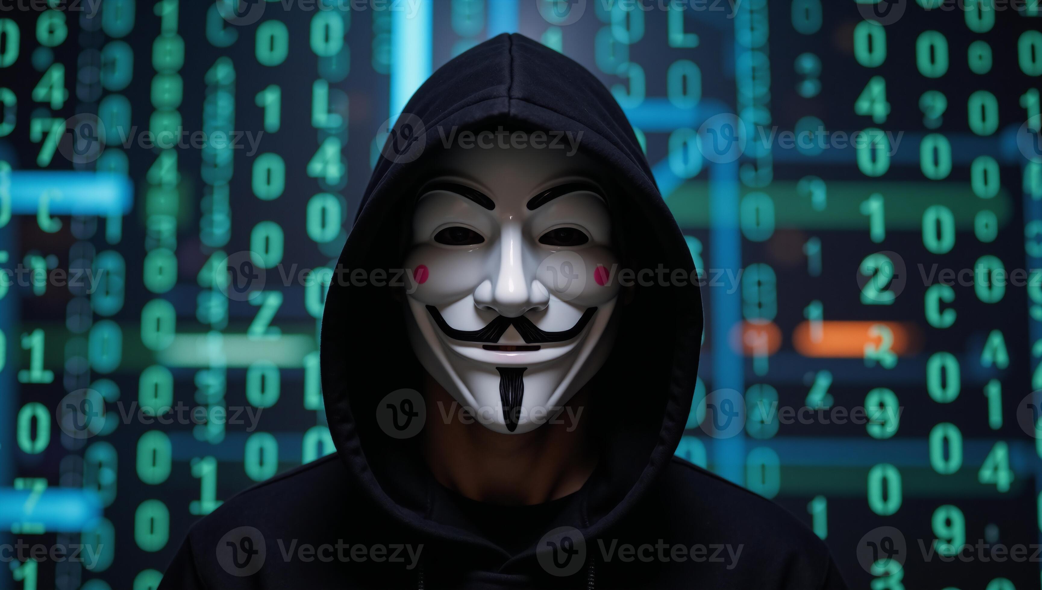 Digital art depicting a hacker wearing the Anonymous mask and hoodie ...
