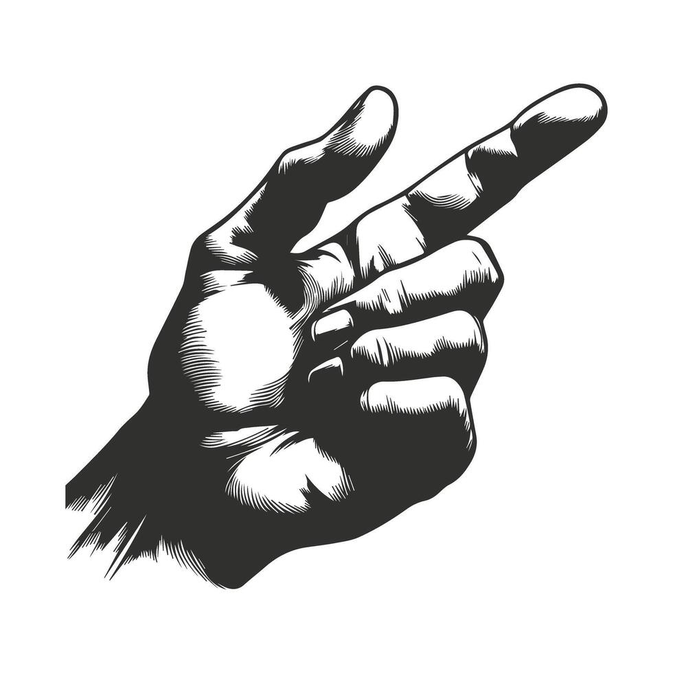Classic Pointing Hand Drawing vector