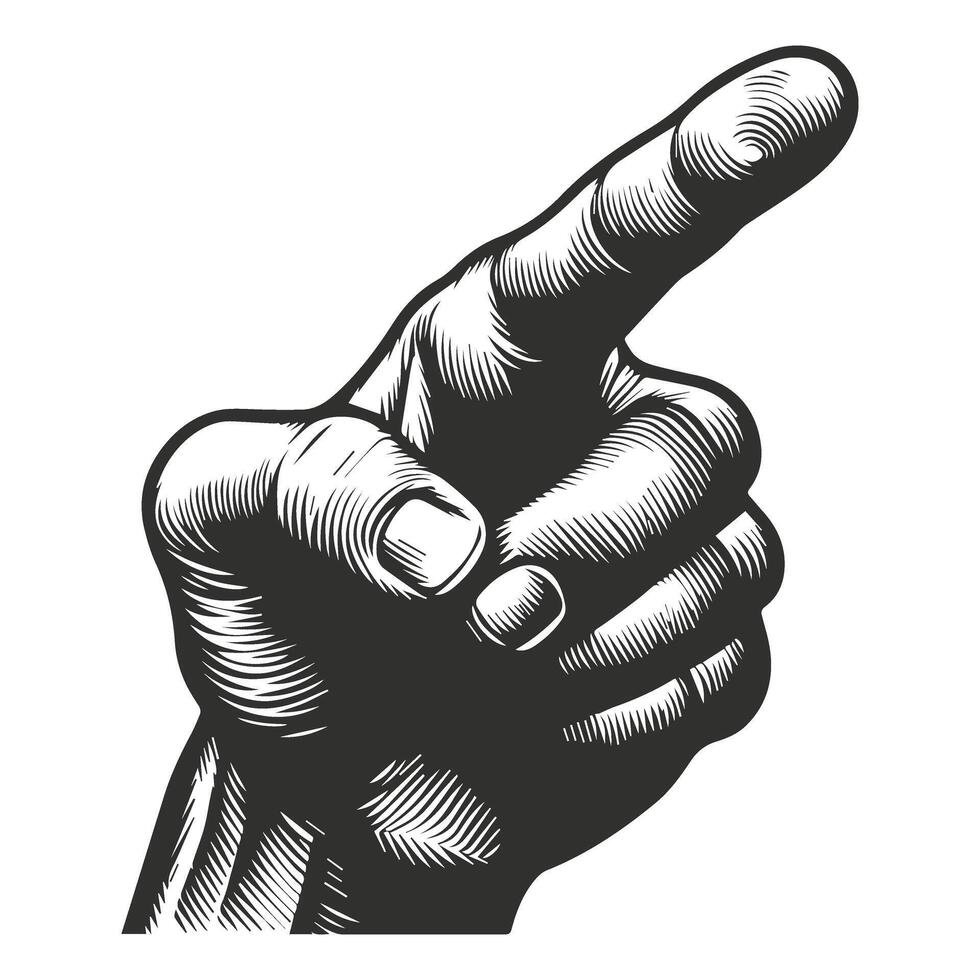 Pointing Hand Illustration in Drawing Style vector