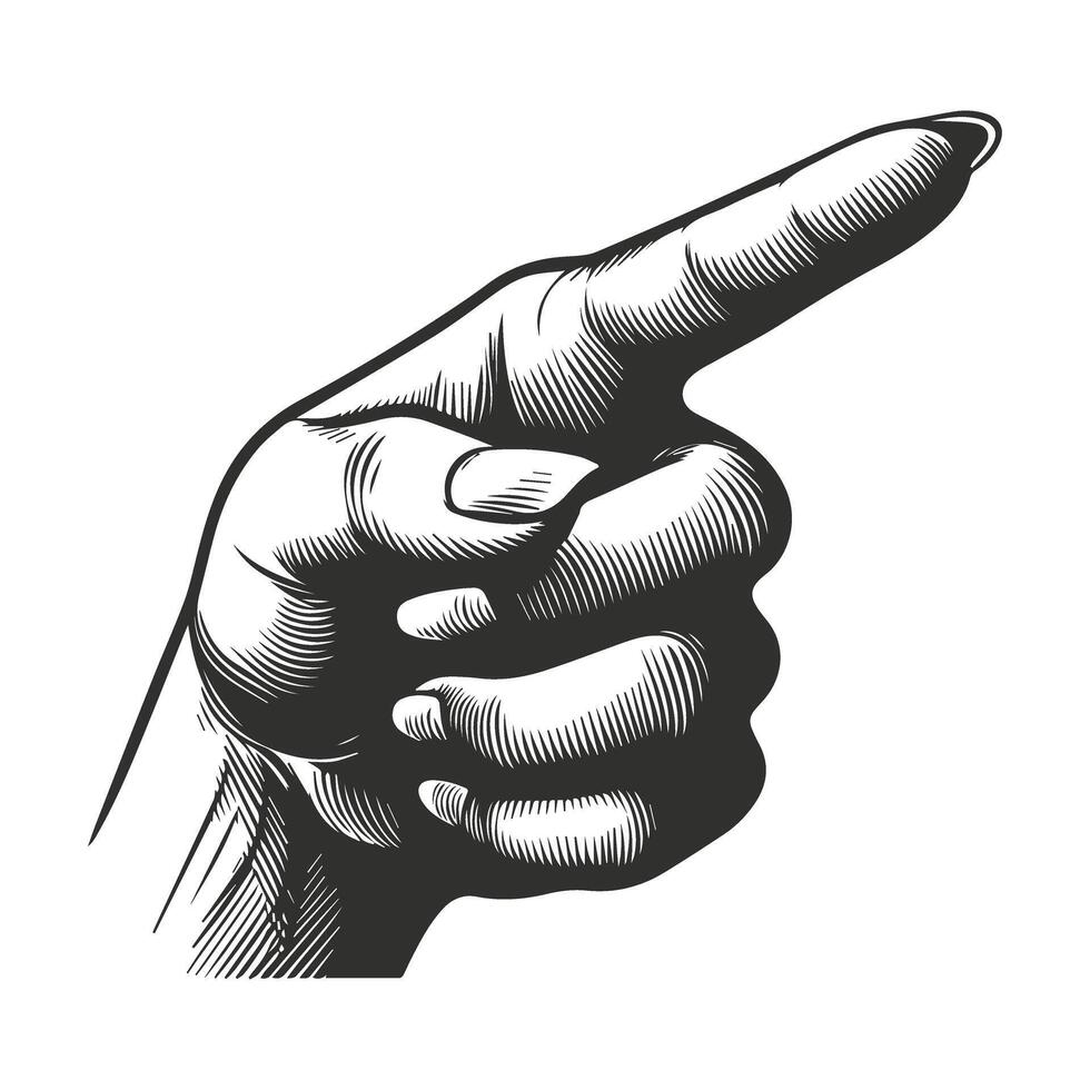 Artistic Hand Drawn Pointing Hand vector