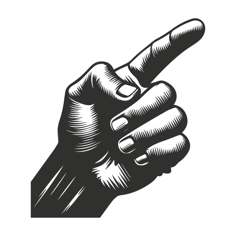Pointing Hand Art Drawing vector