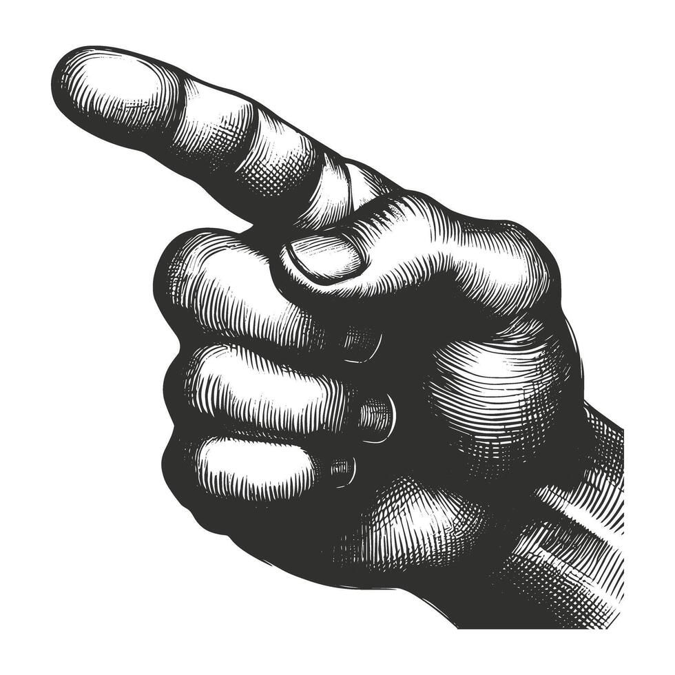 Hand Drawn Pointing Hand Design vector