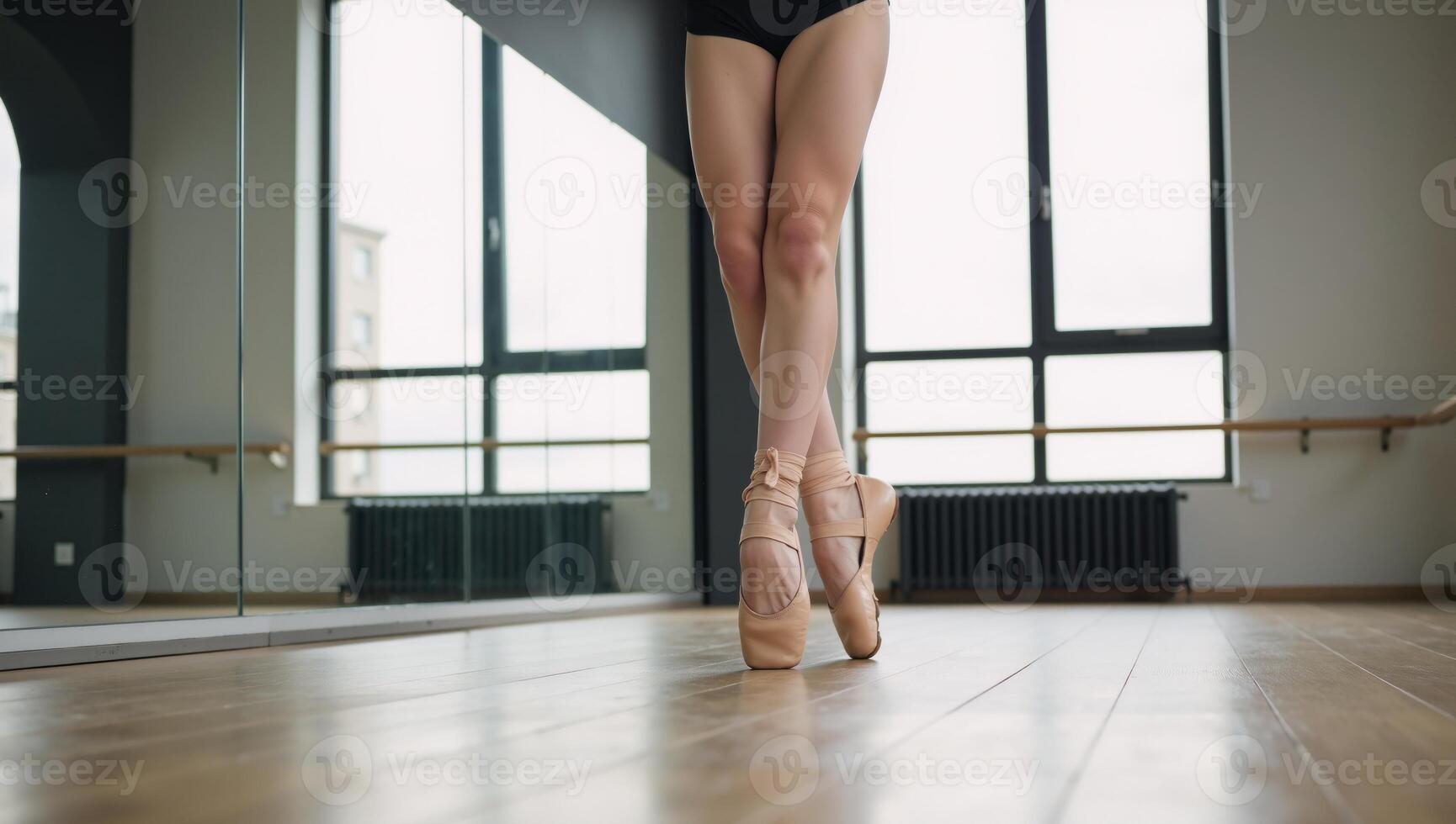A balletpracticing teenager in a dance studio photo