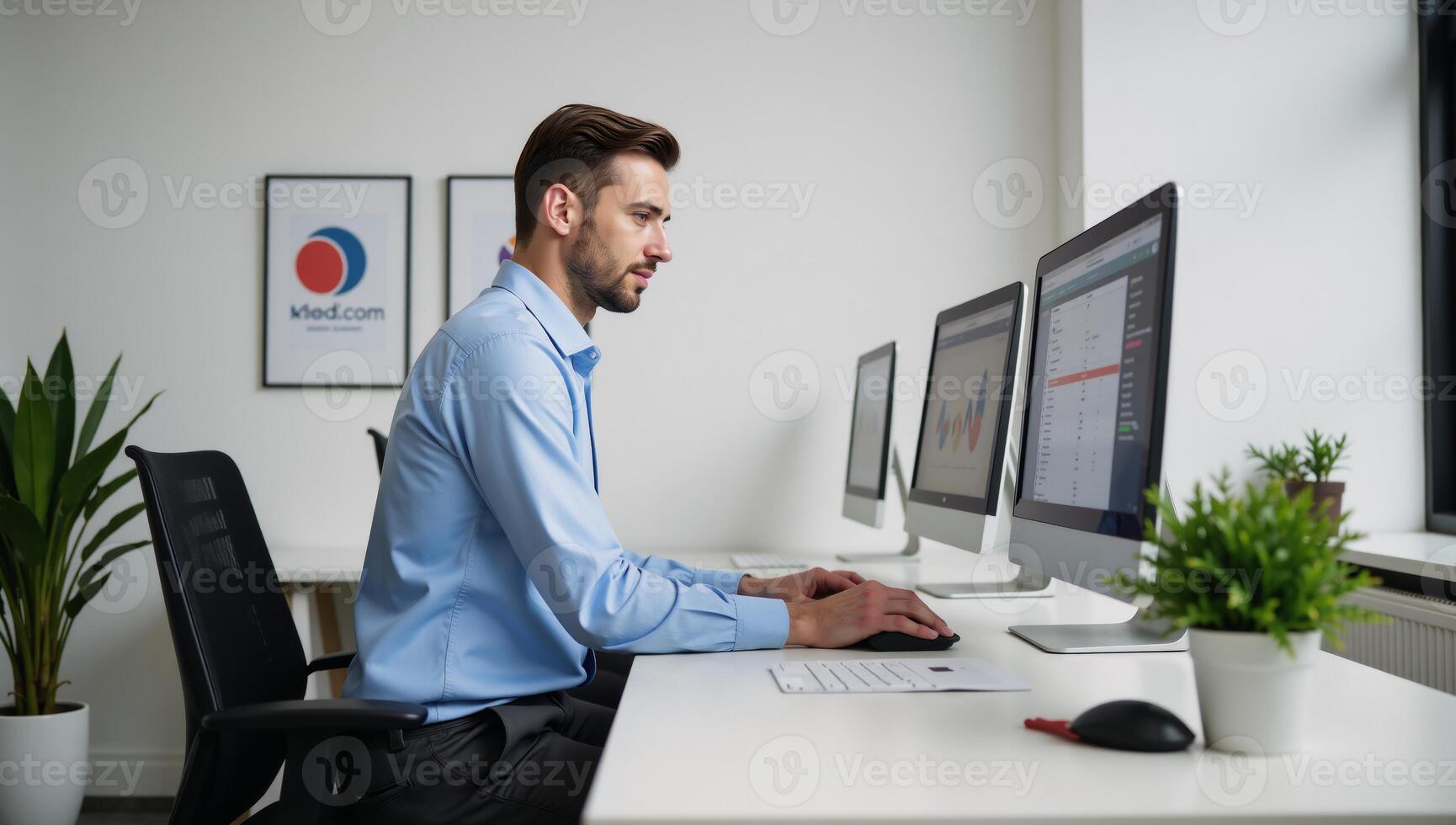 A dedicated employee delivering technical support and expertise within a streamlined office environment photo