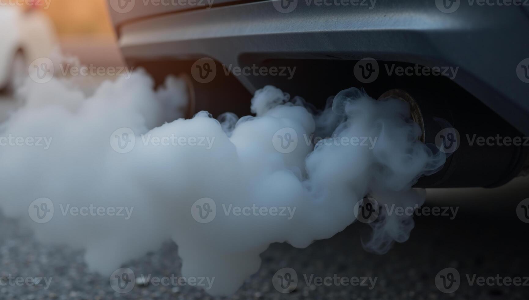 Closeup image highlighting cars exhaust emissions and environmentalhealth impacts photo