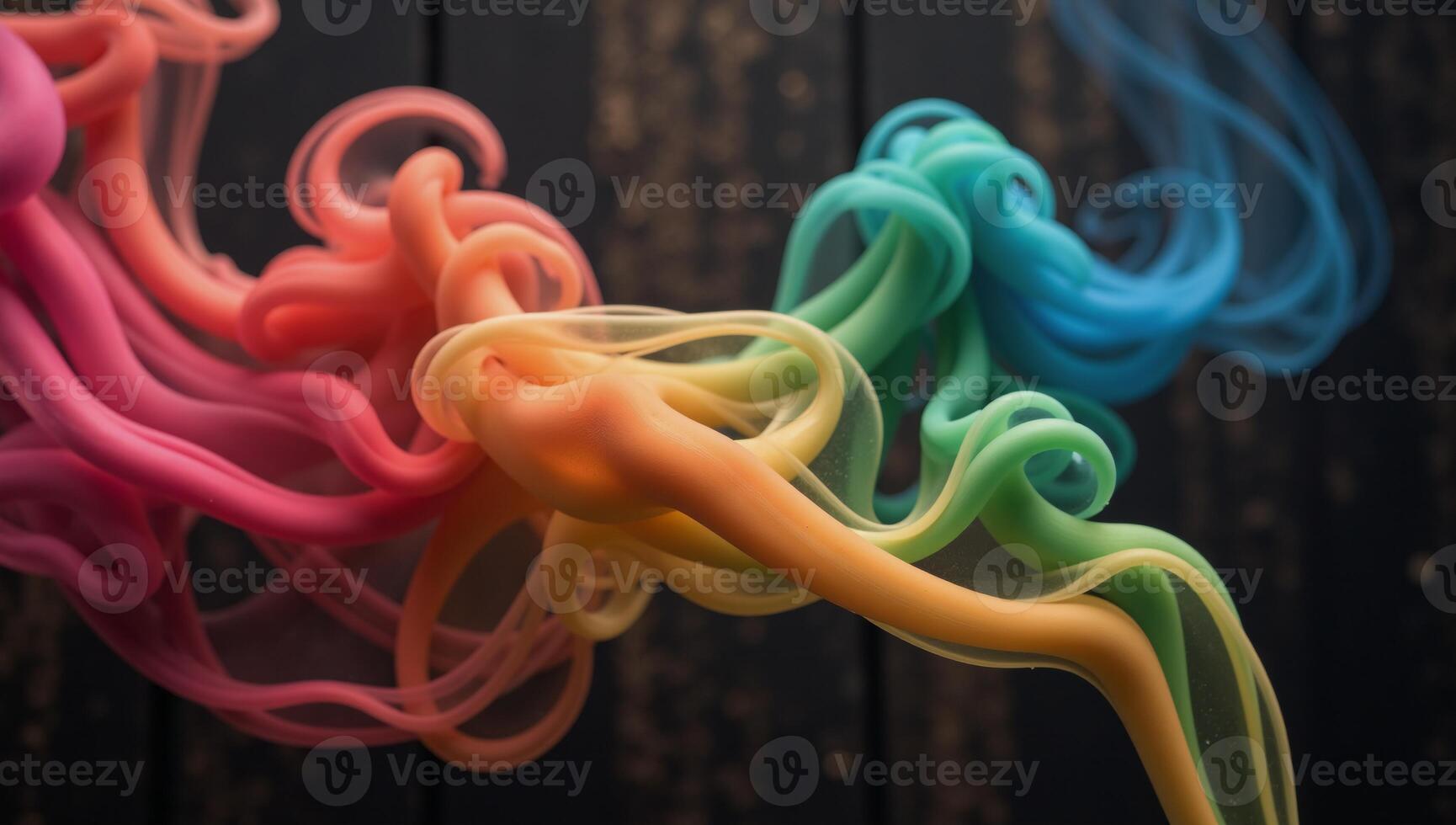 Colorful smoke effects on abstract wooden background with texture details photo