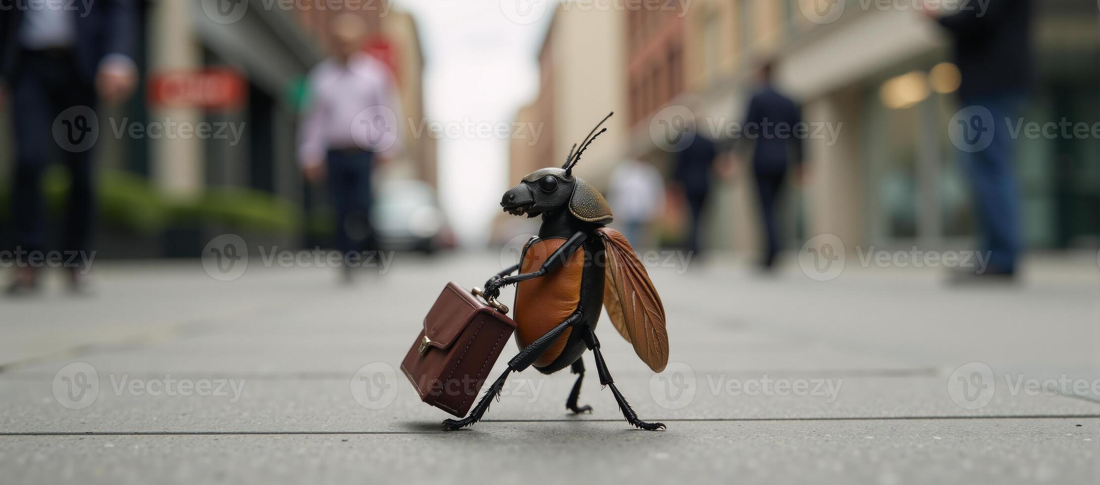 Quirky beetle commuting to work design stickershirt photo