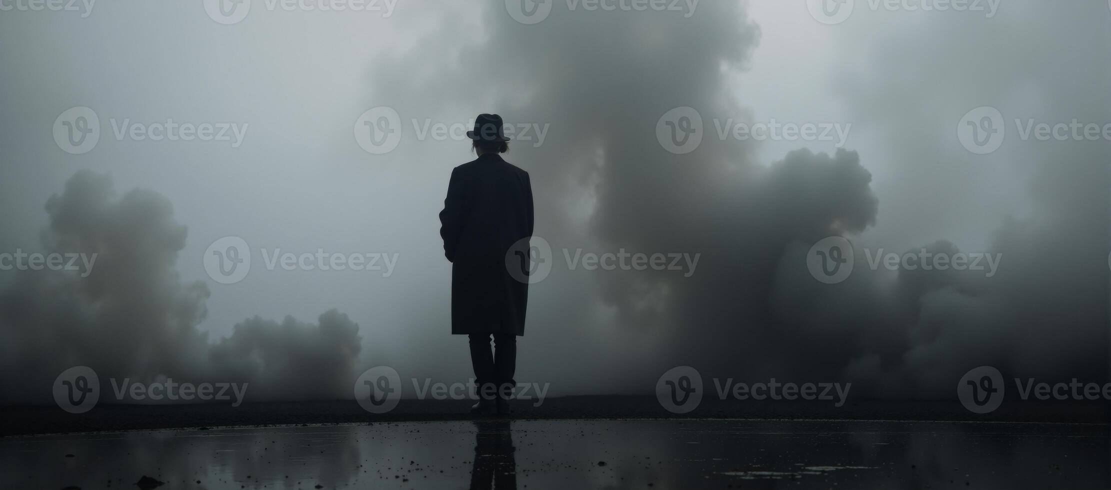 Smoky black ground fog with a cloudlike floor mist background photo