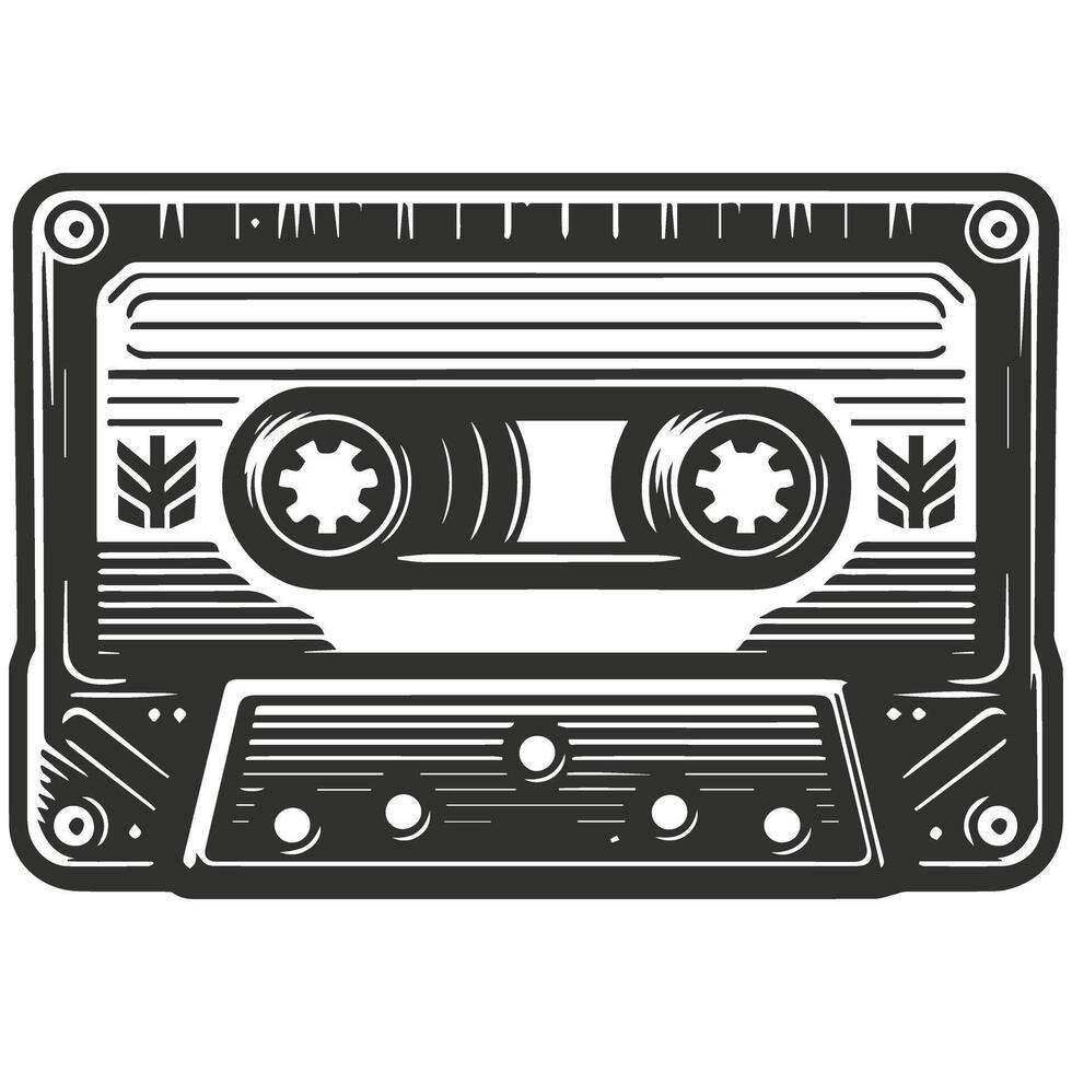 Minimalist Cassette Tape Drawing vector