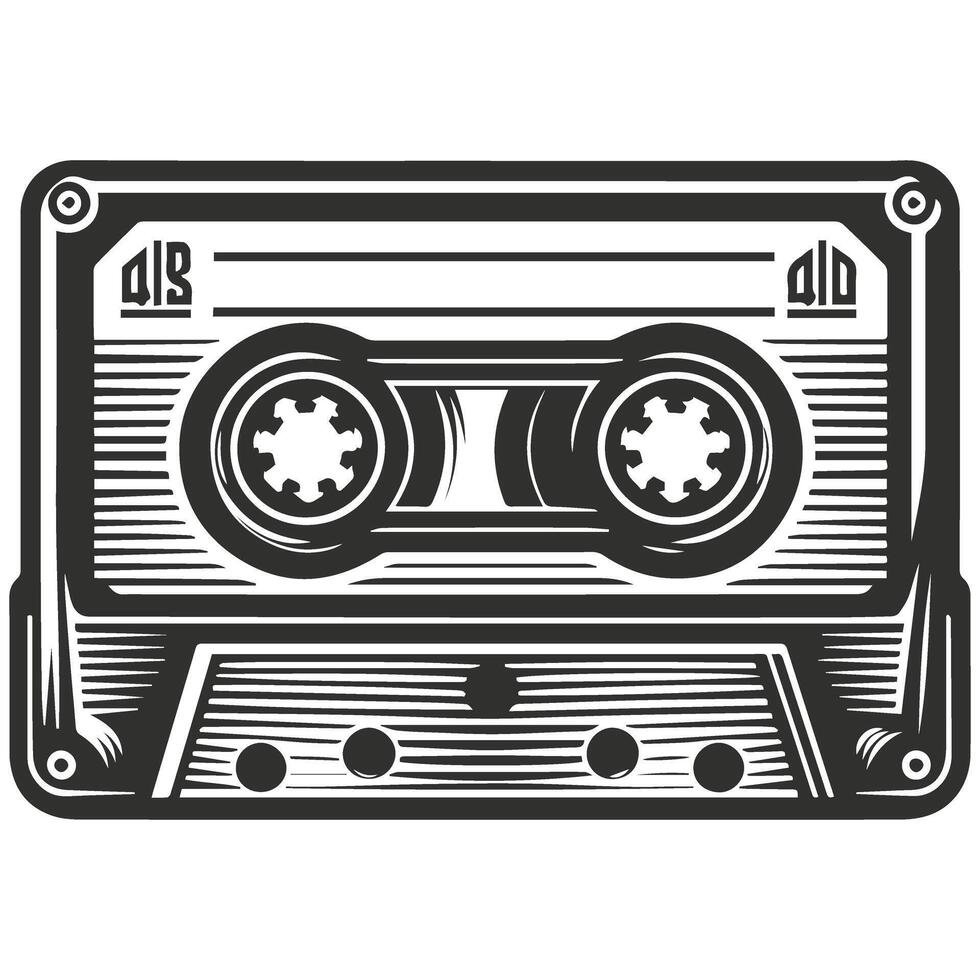 Cassette Tape Hand Drawn Art vector