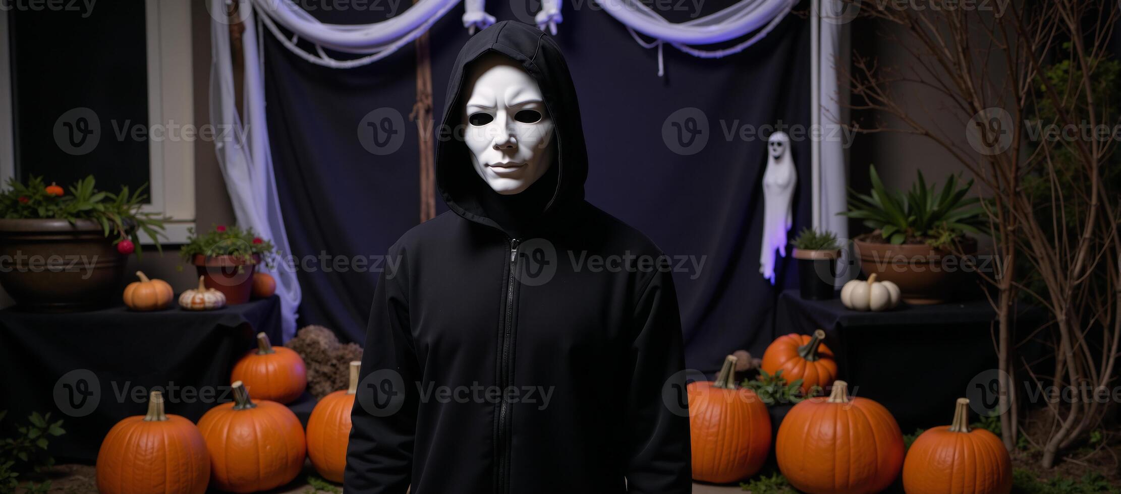A spooky Halloweenthemed magical garden with intricate details for a photorealistic portrait photo