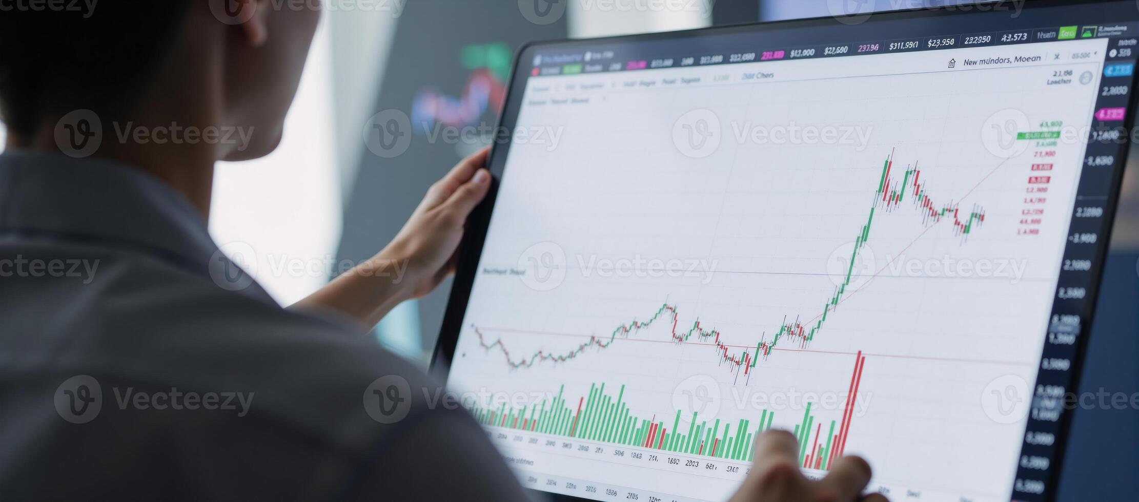 Financial data visualized as digital charts and graphs photo