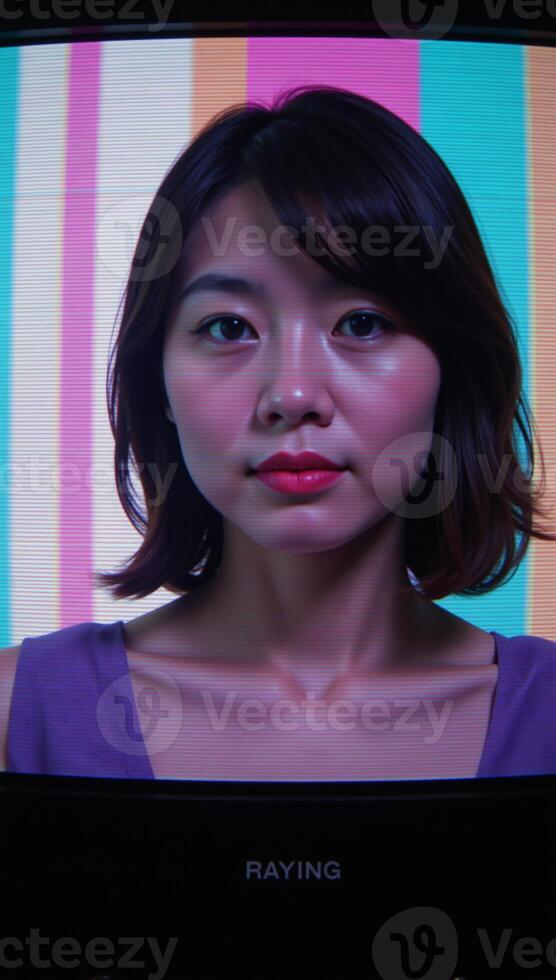 Static TV with VFX glitch noise display and CRTstyle striped background noise distortion photo