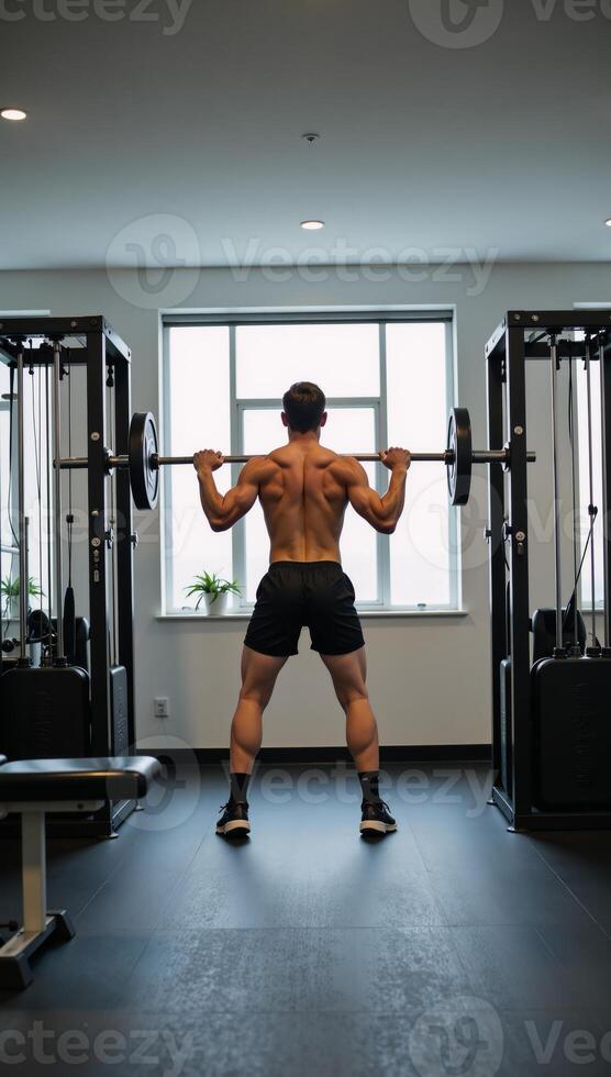 A digitally rendered image featuring an exercisefocused environment fitness equipment weights with sleek design and modern aesthetics photo
