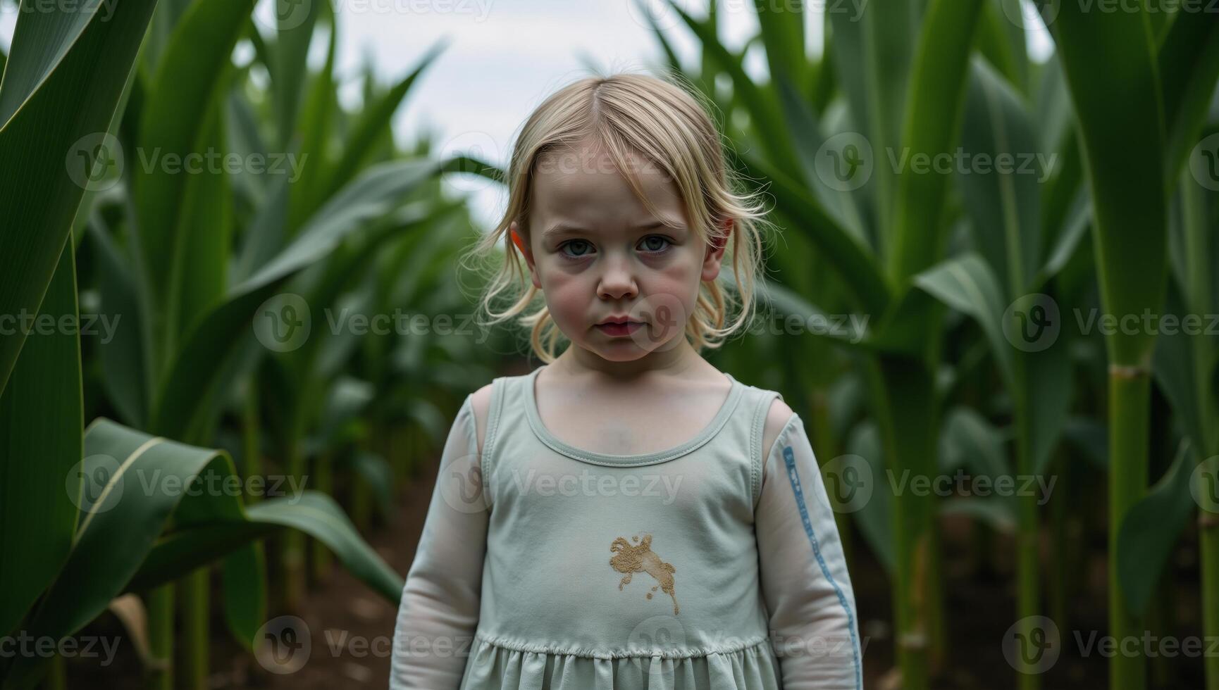 Ghostly child appears sinister amidst creepy cornfield photo