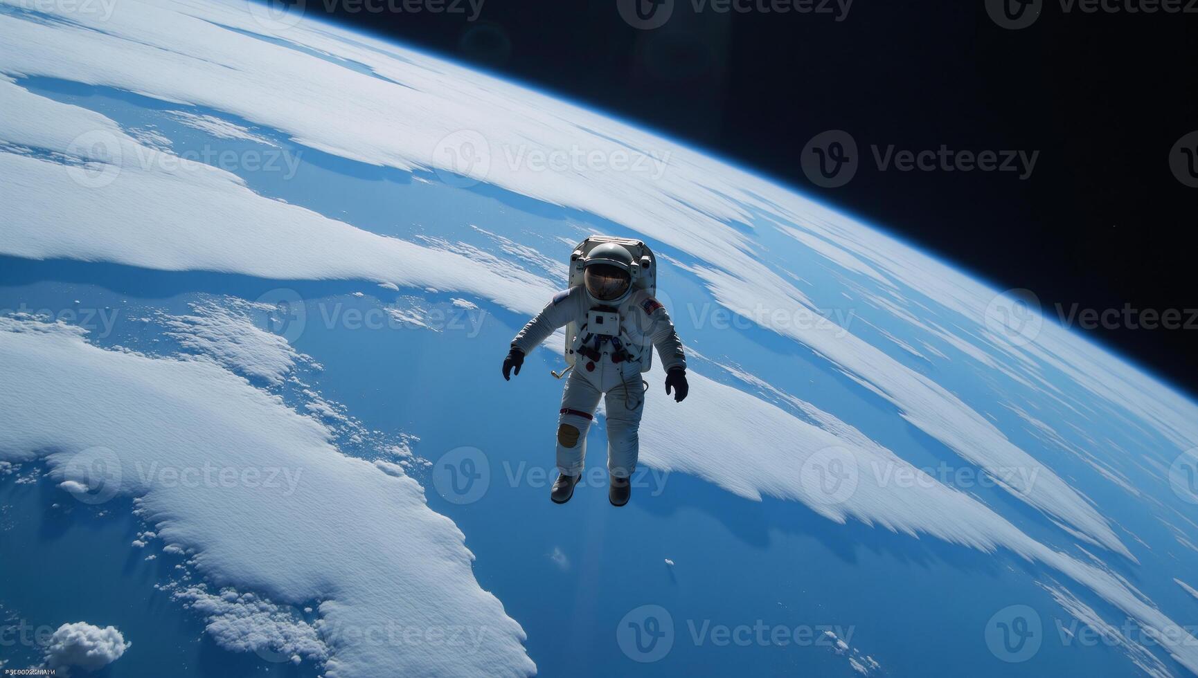 Astronaut floating in Earths orbit Space exploration Scifi photo