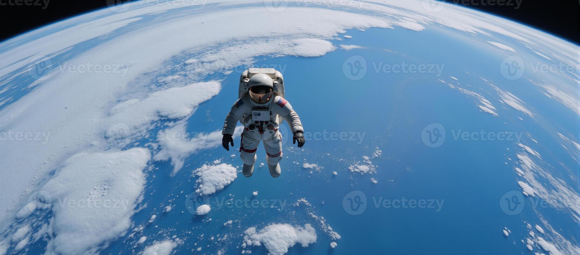 Astronaut floating in Earths orbit Space exploration Scifi photo