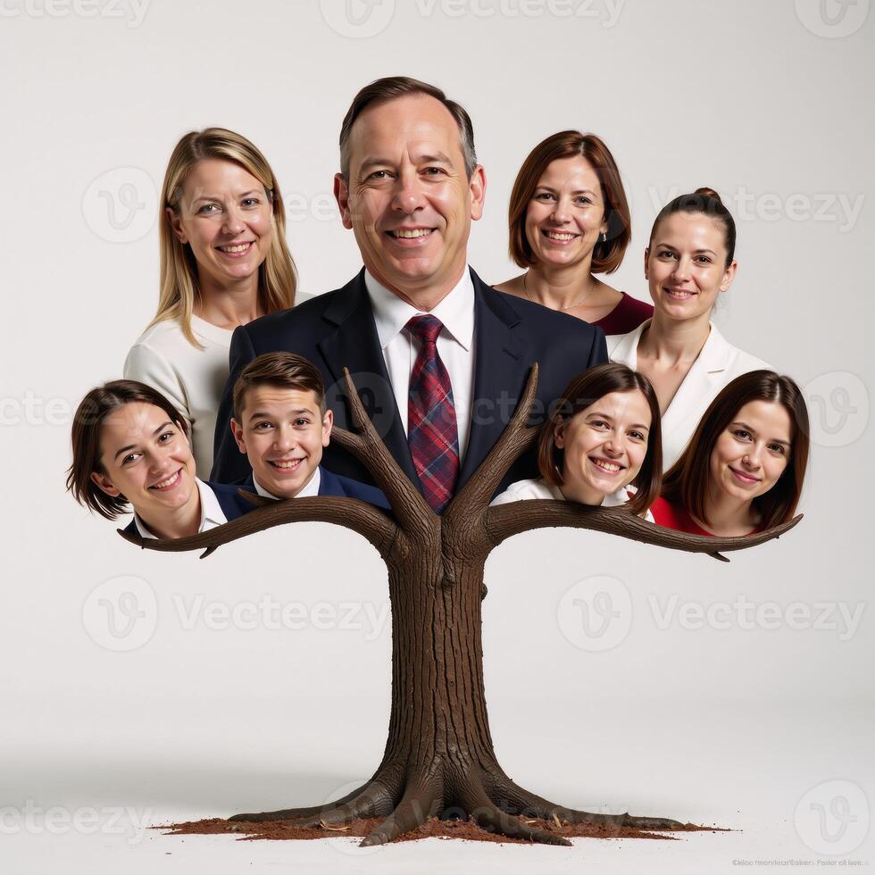 Family Tree Portrayal of people as interconnected branches on a familial tree photo