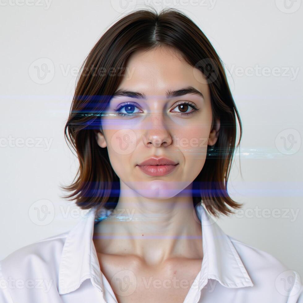 Digital artwork showcasing cyberinspired glitches creating disruptive experimental vibes on a pure white canvas photo