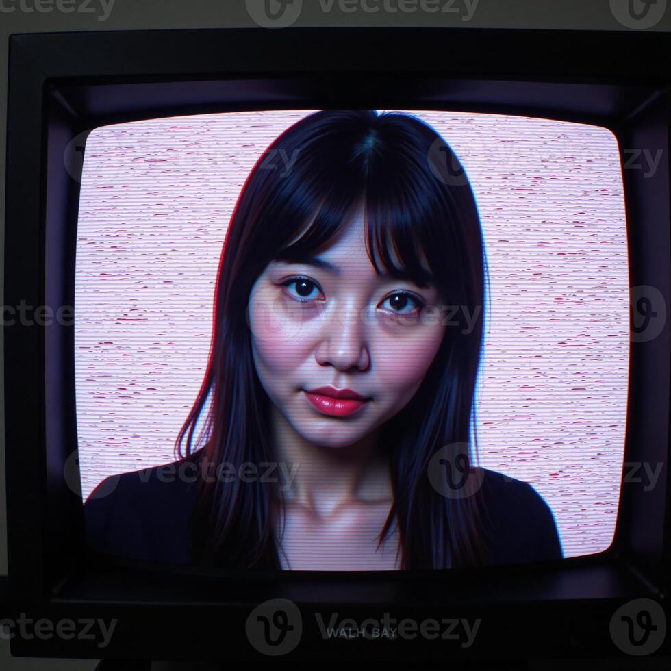 Digital art depicts futuristic distorted TV screen effect with postapocalyptic cyberpunk aesthetic and a white noiseno signal backdrop photo