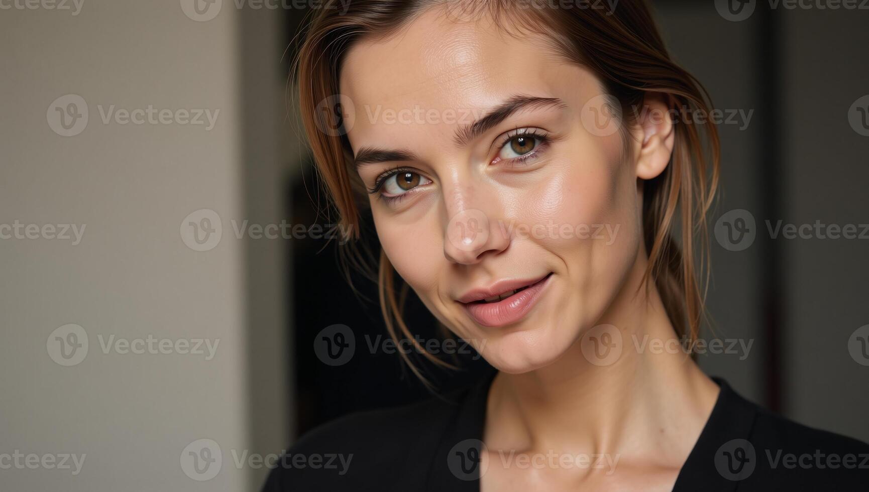 A beautiful Disney Princess poses against a magical garden backdrop in highdetail photorealistic style with visible freckles pores and porcelain skin photo