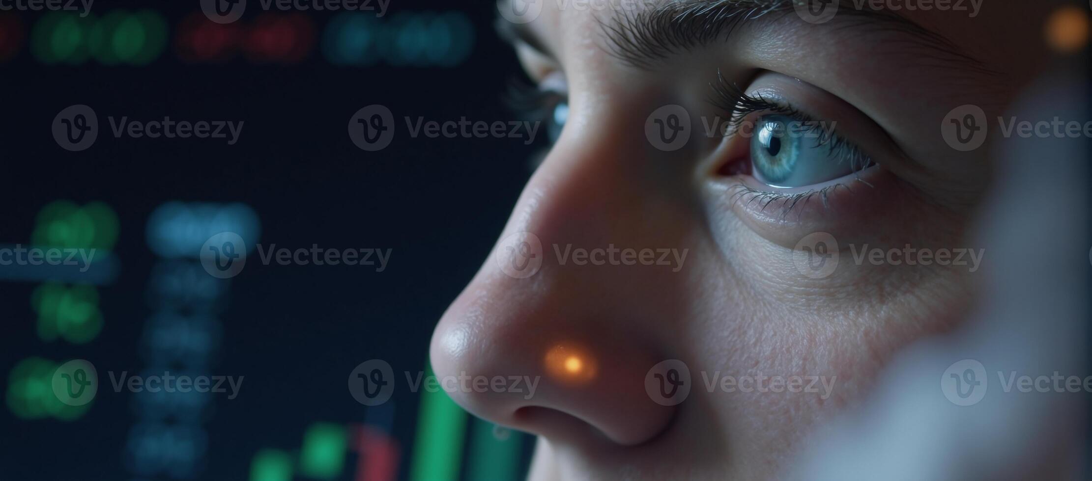 Eye showcasing a dynamic stock market chart symbolizing financial tech and trading photo