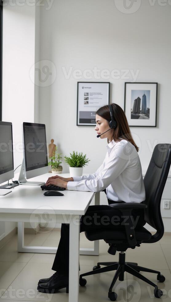 A dedicated employee delivering technical support and expertise within a streamlined office environment photo
