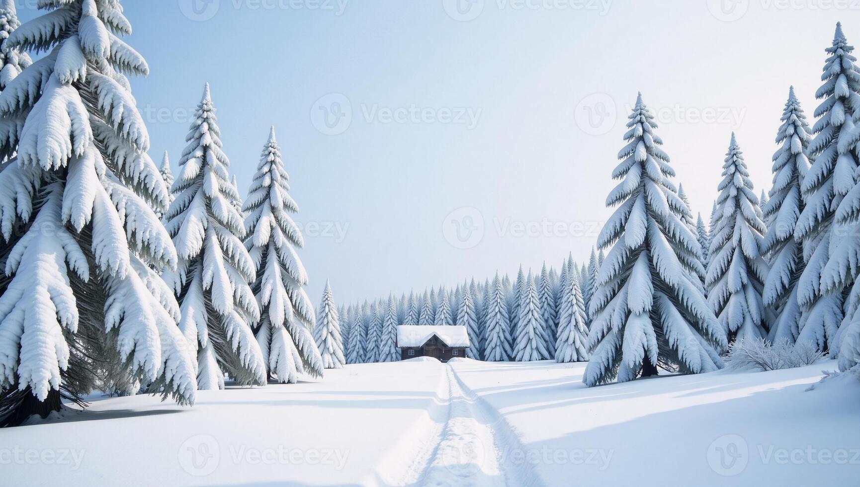 Minimalist winter wonderland background with doodled border design and empty center for subject insertion photo
