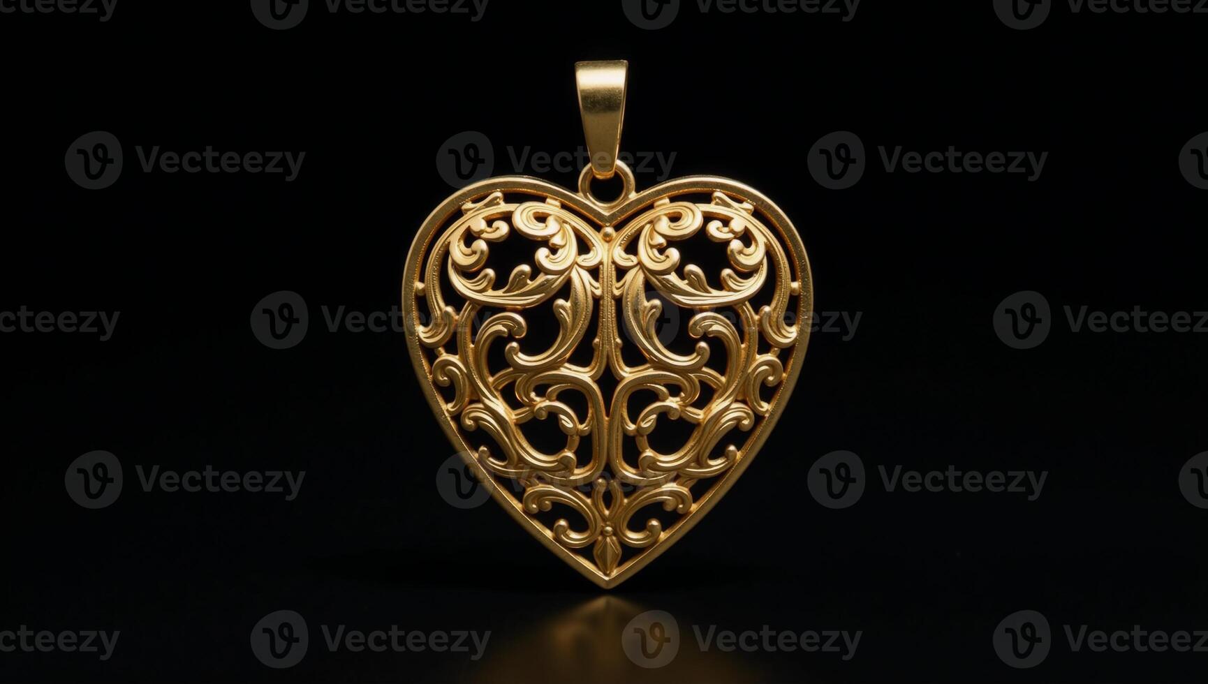 A lone golden heart set against an empty backdrop photo