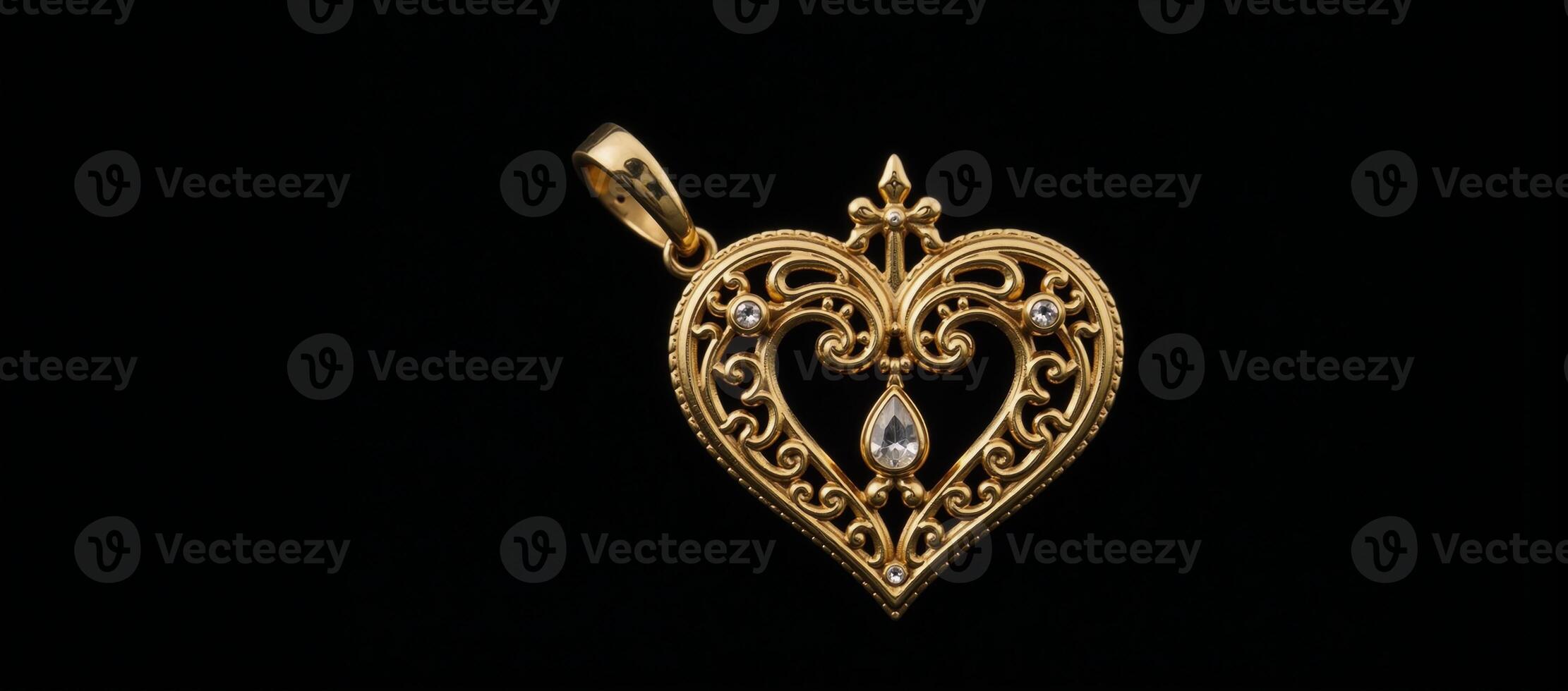 A lone golden heart set against an empty backdrop photo