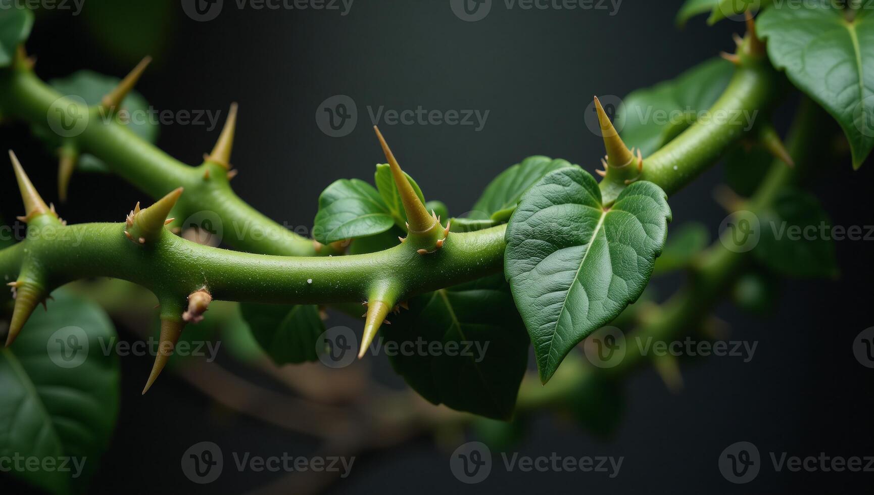 Twisted vines adorned by sharp green thorns signify envy and suffering photo