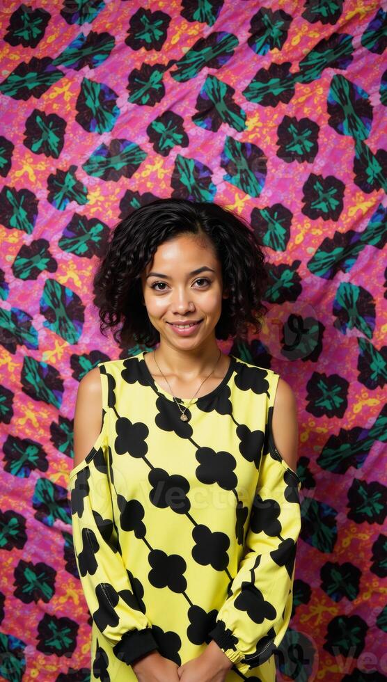 Vibrant geometricpatterned backdrop with pop elements photo