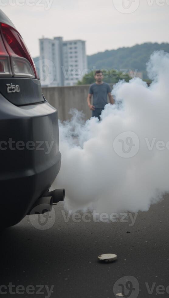 Car exhaust contributing to pollution photo