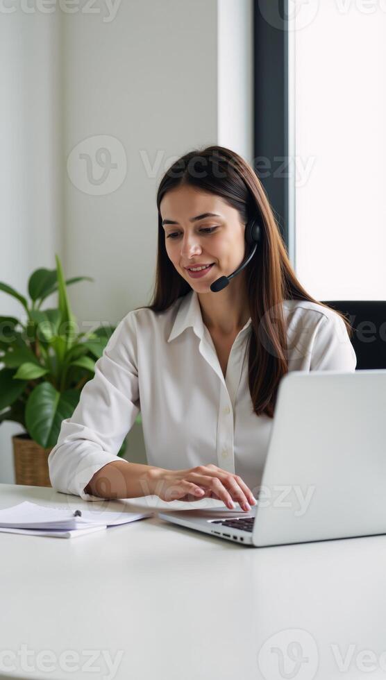A dedicated technical support expert working efficiently in a streamlined office environment photo