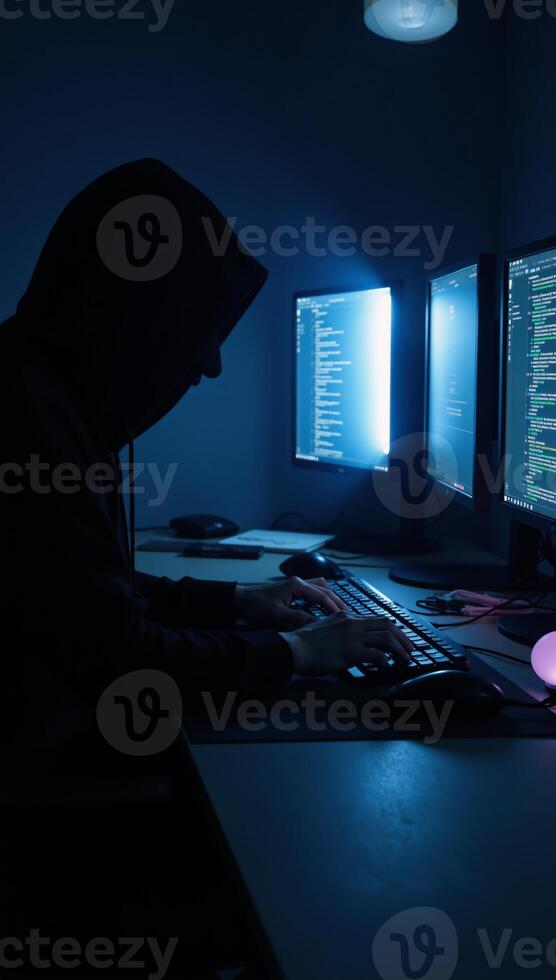 Anonymous Hacker conducts Bitcoin transaction on Dark Web Marketplace Digital Currency Cybercrime photo