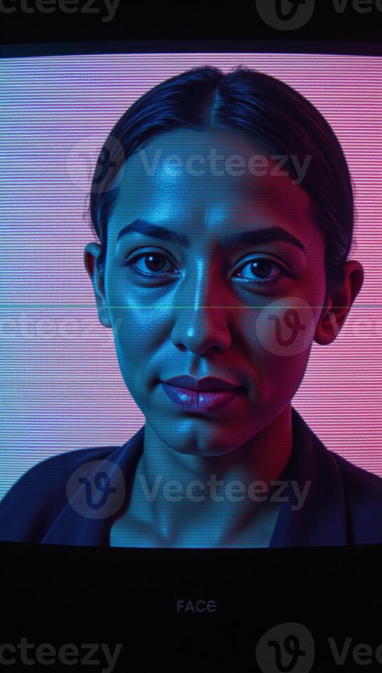 Digital art depicts futuristic distorted TV screen effect with postapocalyptic cyberpunk aesthetic and a white noiseno signal backdrop photo