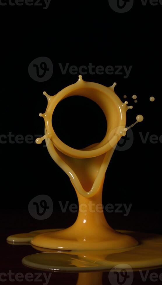 Molten Cheese Arching Over Dark Background Playful Splash photo