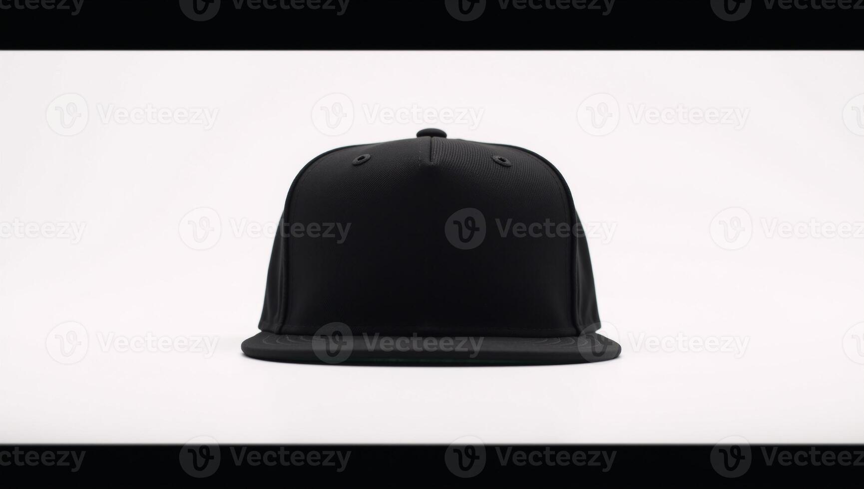 Black Snapback Hat on White Background Isolated photo